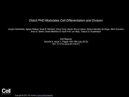 Dido3 PHD Modulates Cell Differentiation and Division