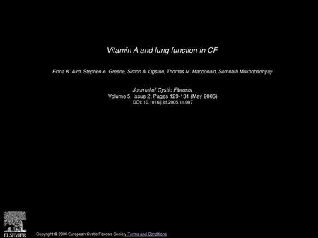 Vitamin A and lung function in CF