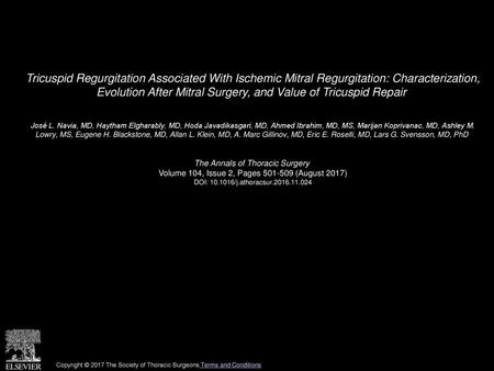 Tricuspid Regurgitation Associated With Ischemic Mitral Regurgitation: Characterization, Evolution After Mitral Surgery, and Value of Tricuspid Repair 