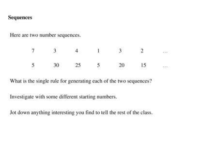 Here are two number sequences … …