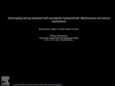 Barton Brezina, Wajeh Y. Qunibi, Charles R. Nolan  Kidney International 