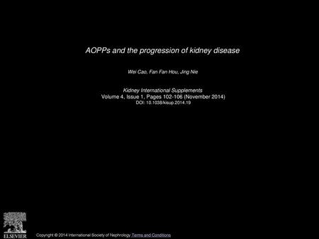 AOPPs and the progression of kidney disease