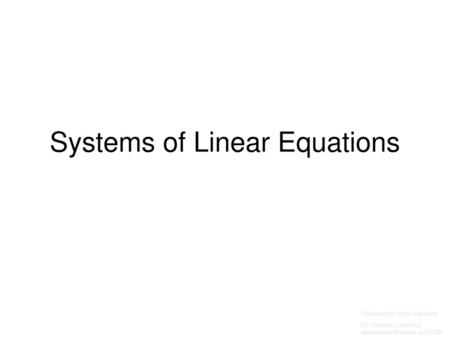 Systems of Linear Equations