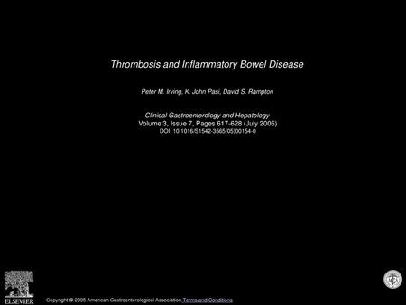 Thrombosis and Inflammatory Bowel Disease