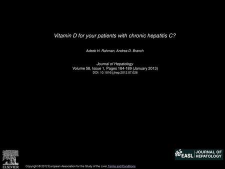 Vitamin D for your patients with chronic hepatitis C?