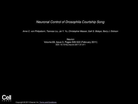 Neuronal Control of Drosophila Courtship Song