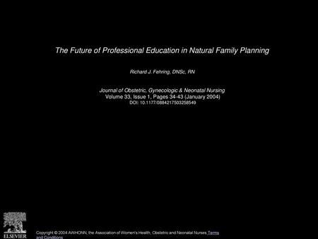 The Future of Professional Education in Natural Family Planning