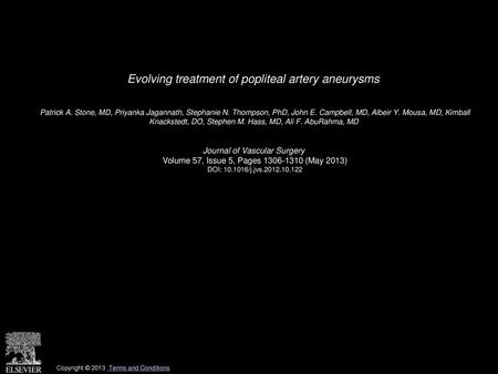 Evolving treatment of popliteal artery aneurysms