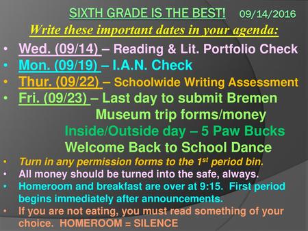 sixth grade is the best! 09/14/2016