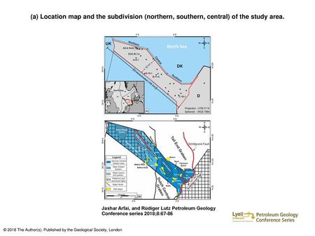 (a) Location map and the subdivision (northern, southern, central) of the study area. (a) Location map and the subdivision (northern, southern, central)