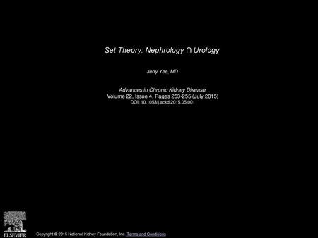 Set Theory: Nephrology ∩ Urology