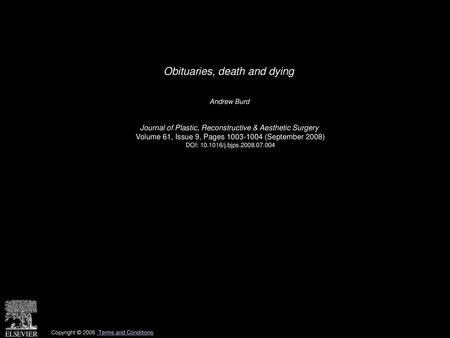 Obituaries, death and dying