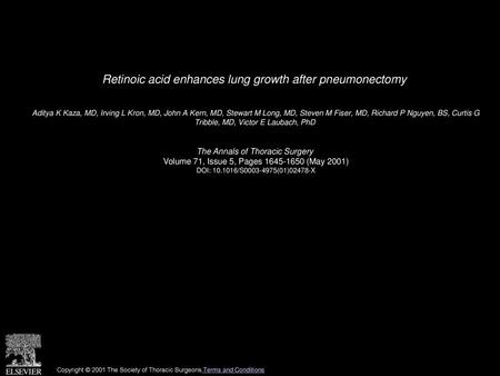 Retinoic acid enhances lung growth after pneumonectomy