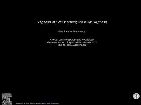 Diagnosis of Colitis: Making the Initial Diagnosis