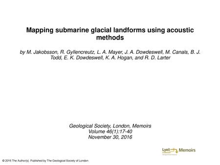 Mapping submarine glacial landforms using acoustic methods