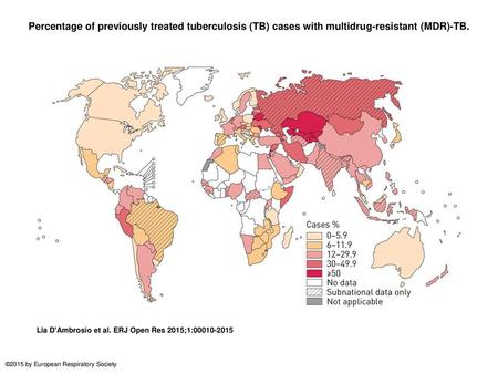 Percentage of previously treated tuberculosis (TB) cases with multidrug-resistant (MDR)-TB. Percentage of previously treated tuberculosis (TB) cases with.