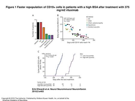 Figure 1 Faster repopulation of CD19+ cells in patients with a high BSA after treatment with 375 mg/m2 rituximab Faster repopulation of CD19+ cells in.