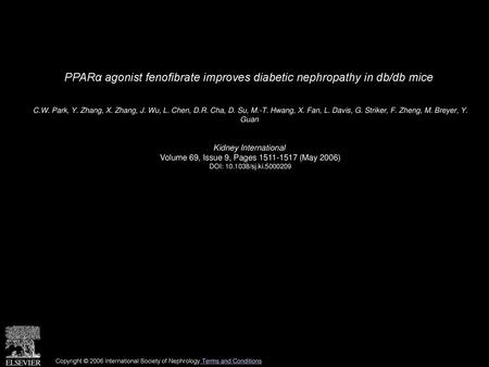 PPARα agonist fenofibrate improves diabetic nephropathy in db/db mice