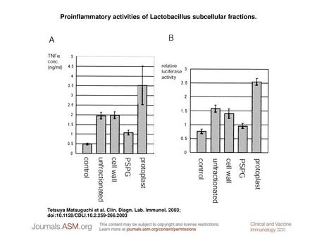 Proinflammatory activities of Lactobacillus subcellular fractions.