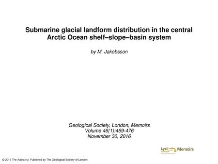 Geological Society, London, Memoirs