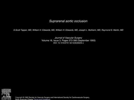 Suprarenal aortic occlusion