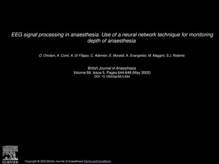 EEG signal processing in anaesthesia