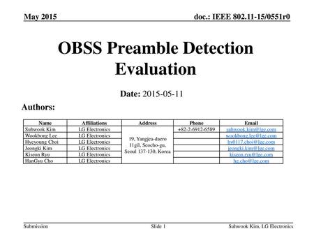 OBSS Preamble Detection