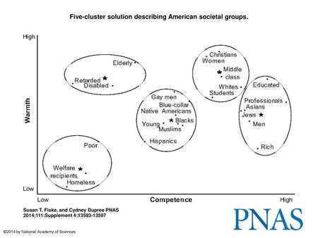 Five-cluster solution describing American societal groups.