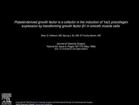 Platelet-derived growth factor is a cofactor in the induction of 1α(I) procollagen expression by transforming growth factor β1 in smooth muscle cells 