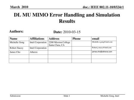 DL MU MIMO Error Handling and Simulation Results