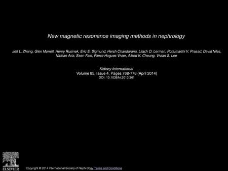 New magnetic resonance imaging methods in nephrology