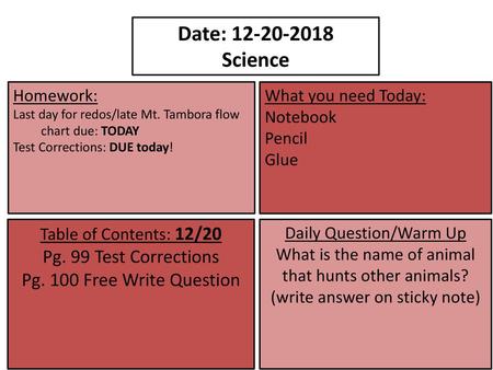 Date: Science Pg. 99 Test Corrections