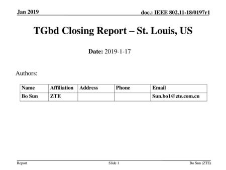 TGbd Closing Report – St. Louis, US