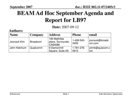 BEAM Ad Hoc September Agenda and Report for LB97