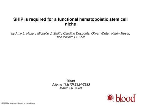 SHIP is required for a functional hematopoietic stem cell niche