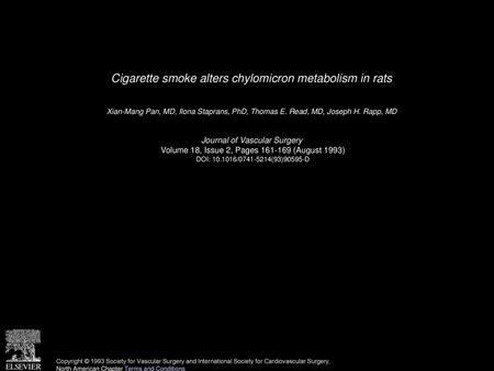 Cigarette smoke alters chylomicron metabolism in rats