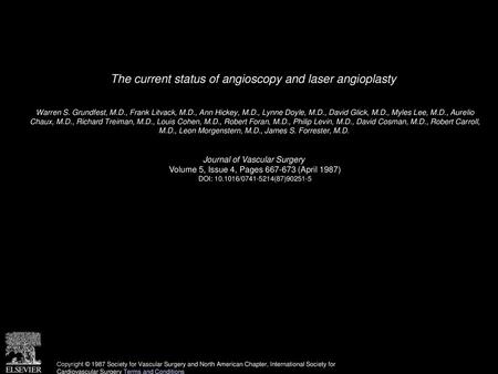 The current status of angioscopy and laser angioplasty