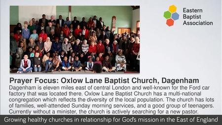 Prayer Focus: Oxlow Lane Baptist Church, Dagenham