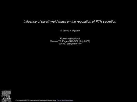 Influence of parathyroid mass on the regulation of PTH secretion