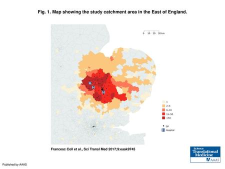 Fig. 1. Map showing the study catchment area in the East of England.