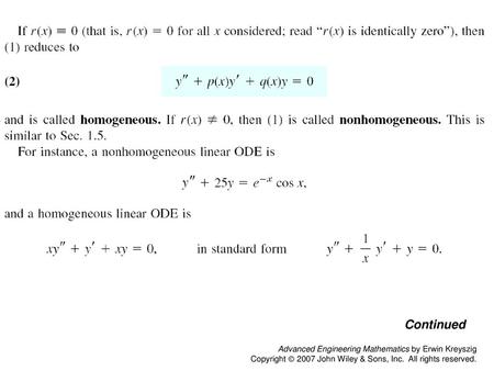 Page 46a Continued Advanced Engineering Mathematics by Erwin Kreyszig