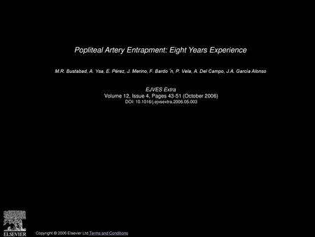 Popliteal Artery Entrapment: Eight Years Experience