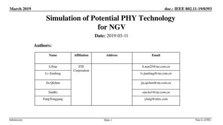 Simulation of Potential PHY Technology