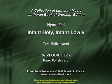 Infant Holy, Infant Lowly