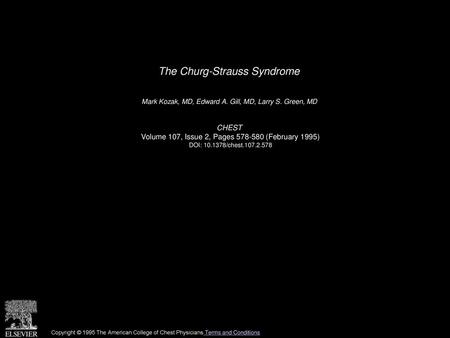 The Churg-Strauss Syndrome