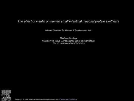 Michael Charlton, Bo Ahlman, K.Sreekumaran Nair  Gastroenterology 