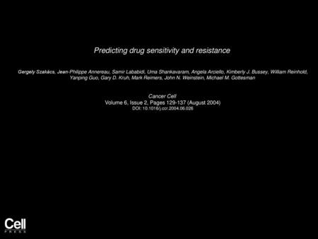 Predicting drug sensitivity and resistance