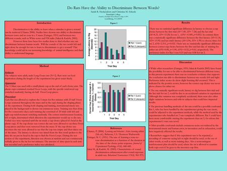 Do Rats Have the Ability to Discriminate Between Words?