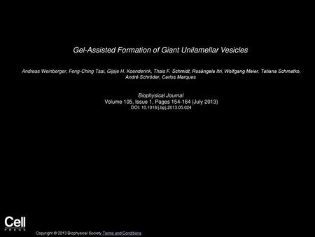 Gel-Assisted Formation of Giant Unilamellar Vesicles