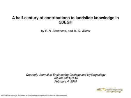 A half-century of contributions to landslide knowledge in QJEGH